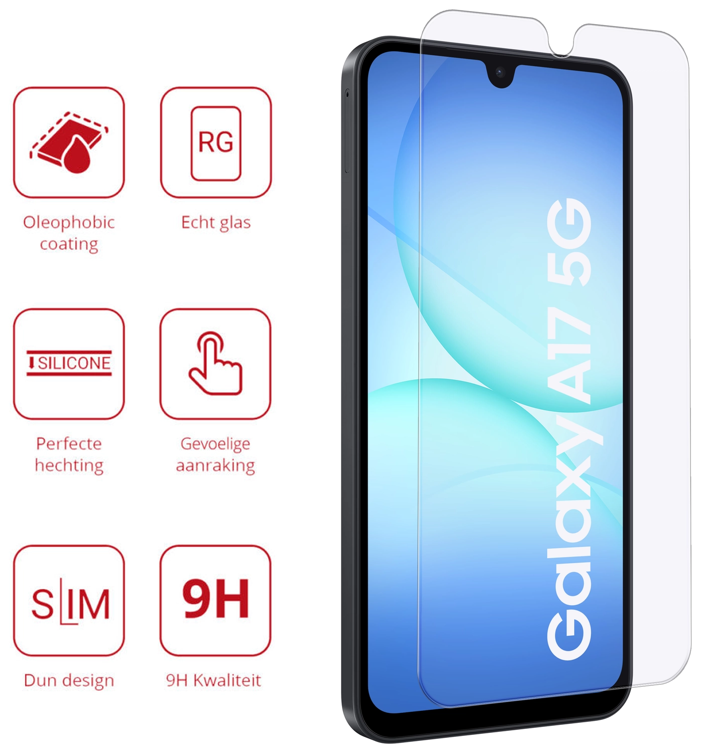 Rosso Samsung Galaxy A17 9H Tempered Glass Screen Protector afbeelding 2
