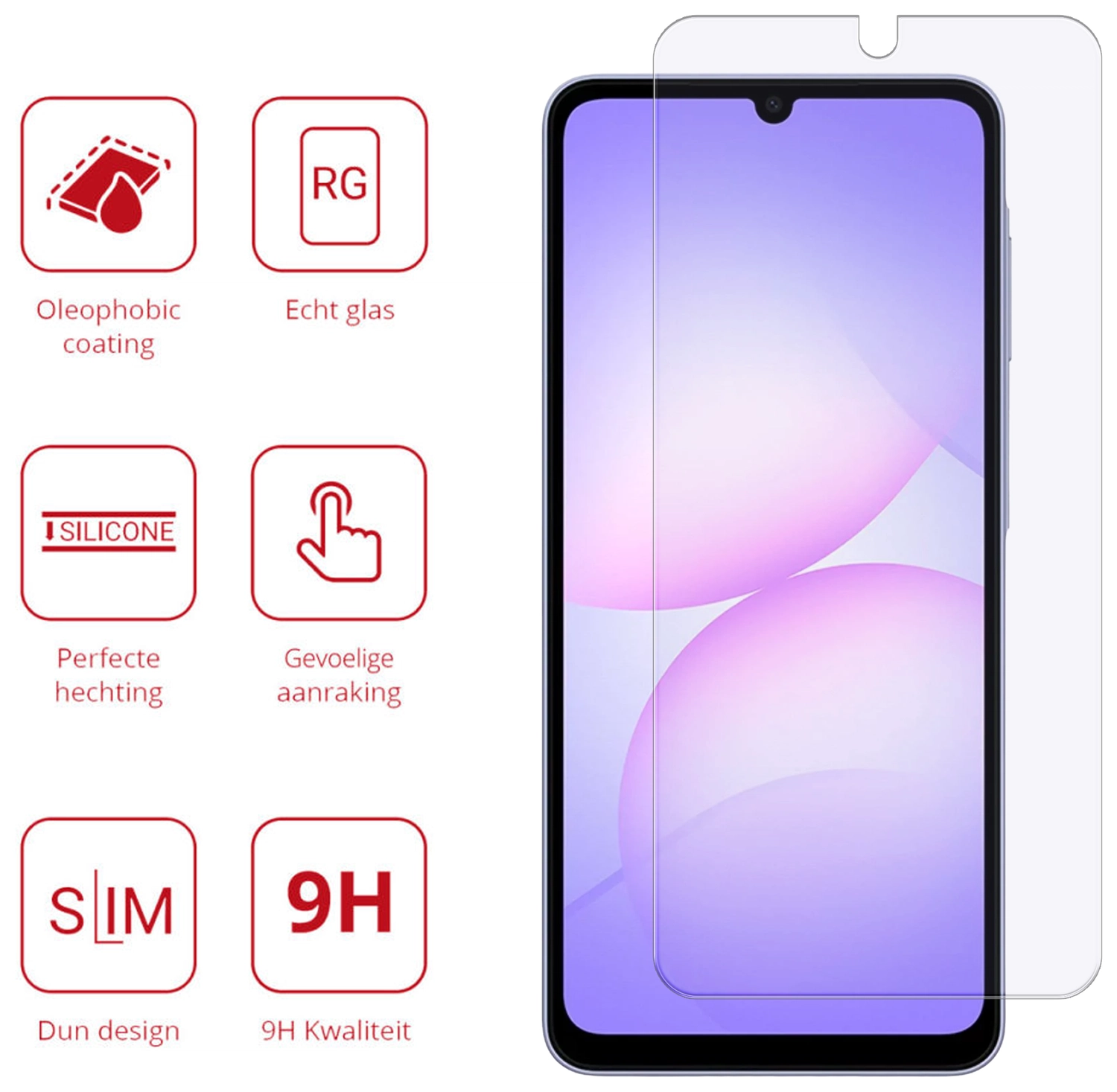 Rosso Samsung Galaxy A07 9H Tempered Glass Screen Protector afbeelding 2