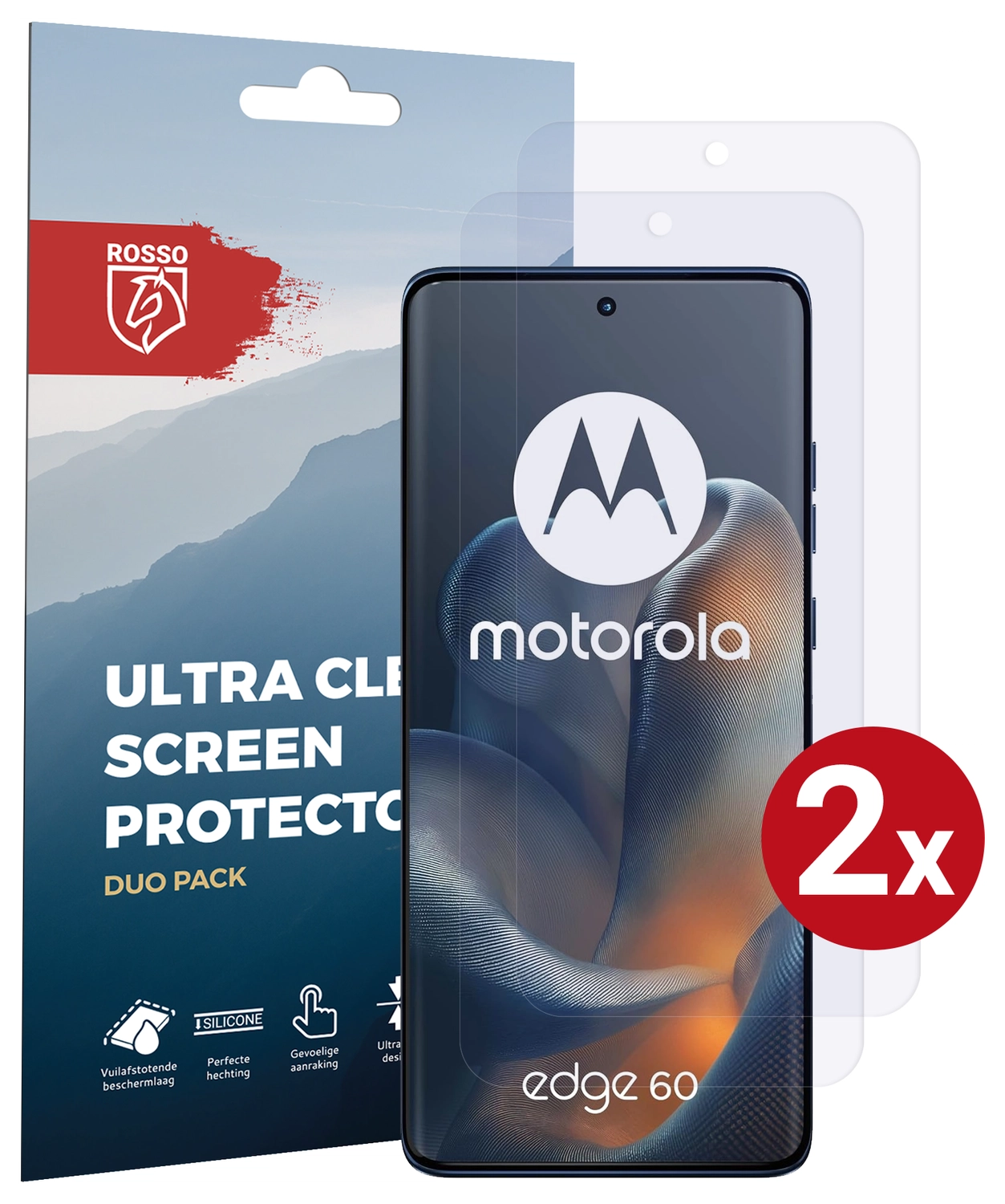 Rosso Motorola Edge 60 Screen Protector Case Friendly Folie Duo Pack afbeelding 1
