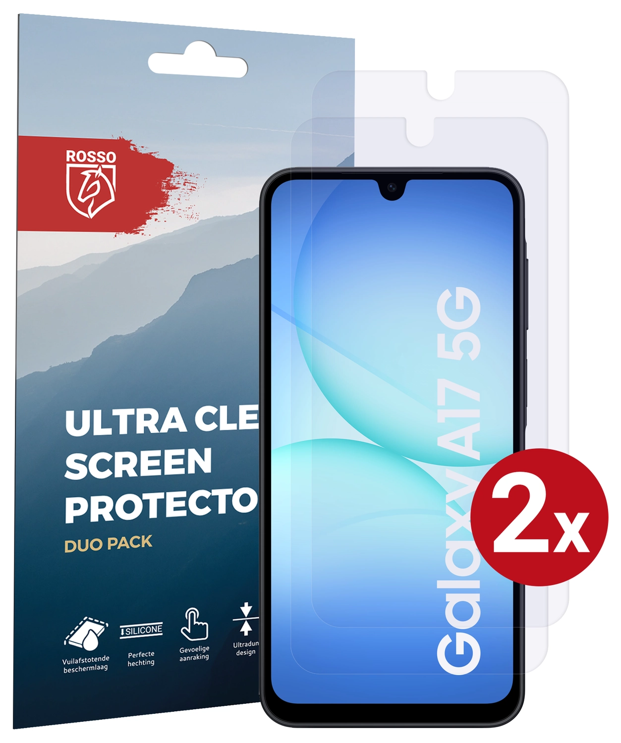 Rosso Samsung Galaxy A17 Screen Protector Case Friendly Folie Duo Pack afbeelding 1