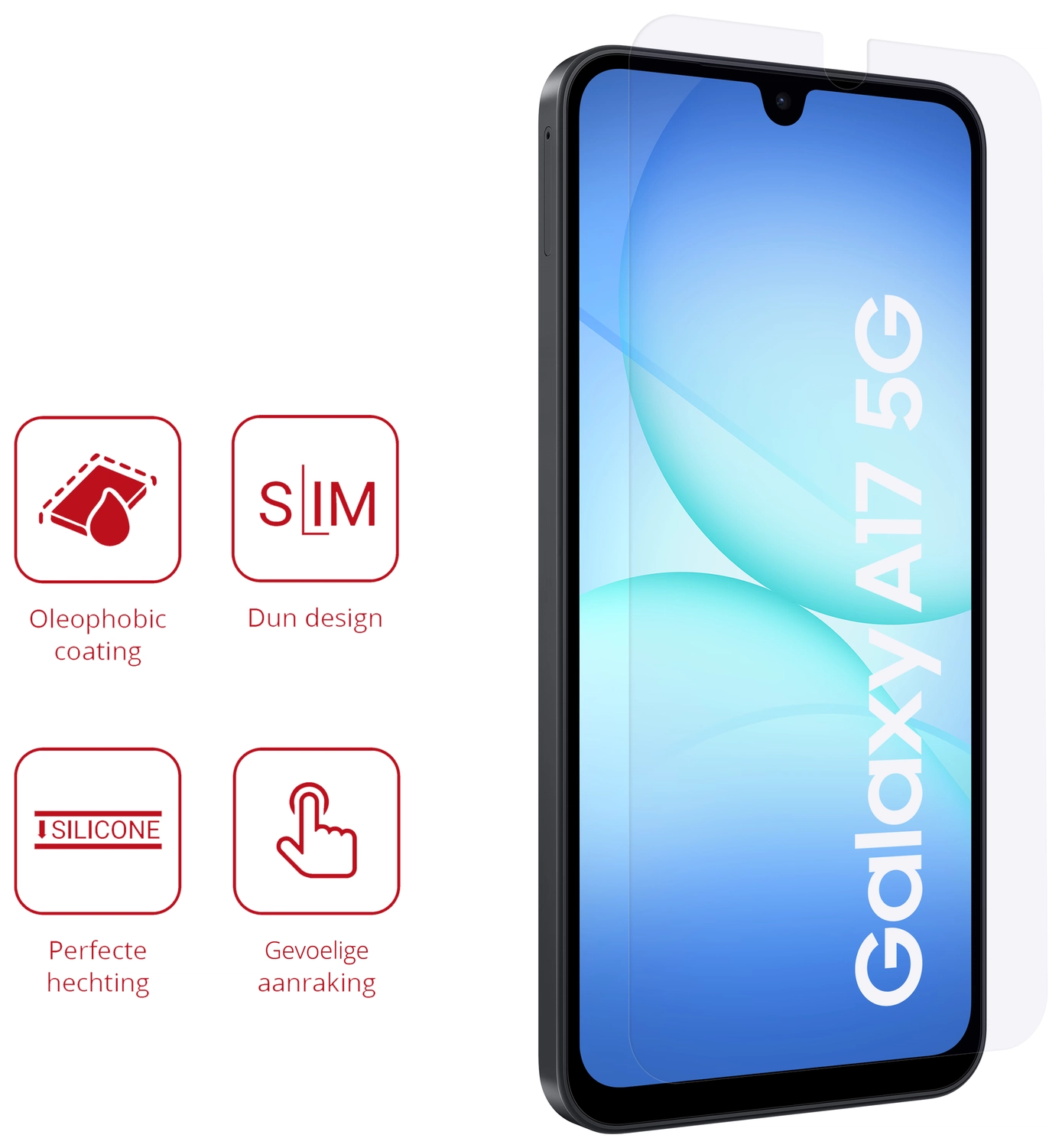 Rosso Samsung Galaxy A17 Screen Protector Case Friendly Folie Duo Pack afbeelding 2