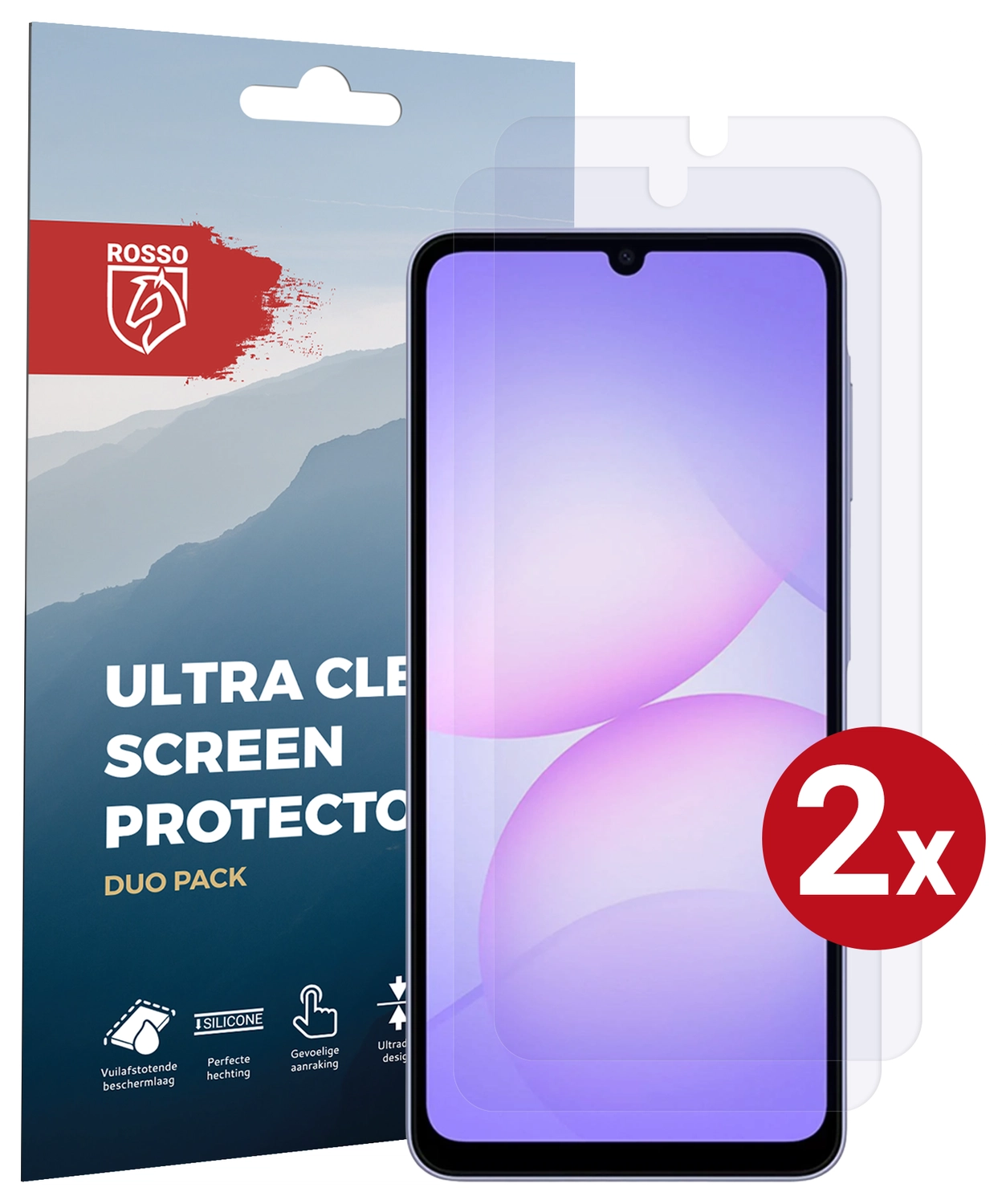 Rosso Samsung Galaxy A07 Screen Protector Case Friendly Folie Duo Pack afbeelding 1