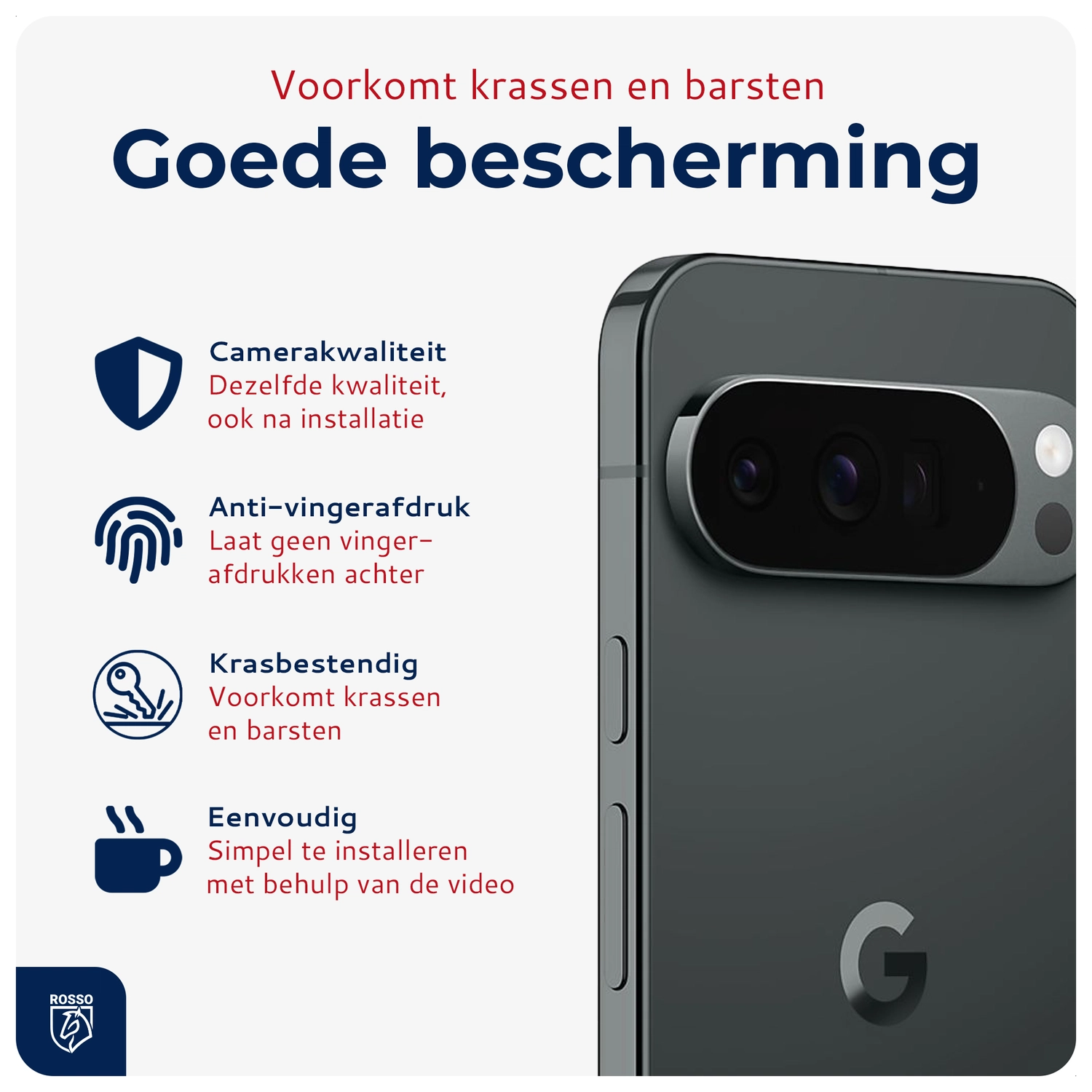 Rosso Google Pixel 10 Pro Camera Lens Protector Transparant afbeelding 4