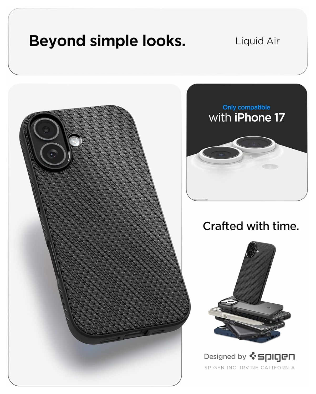 Spigen Liquid Air Apple iPhone 17 Hoesje Back Cover Matte Zwart afbeelding 2