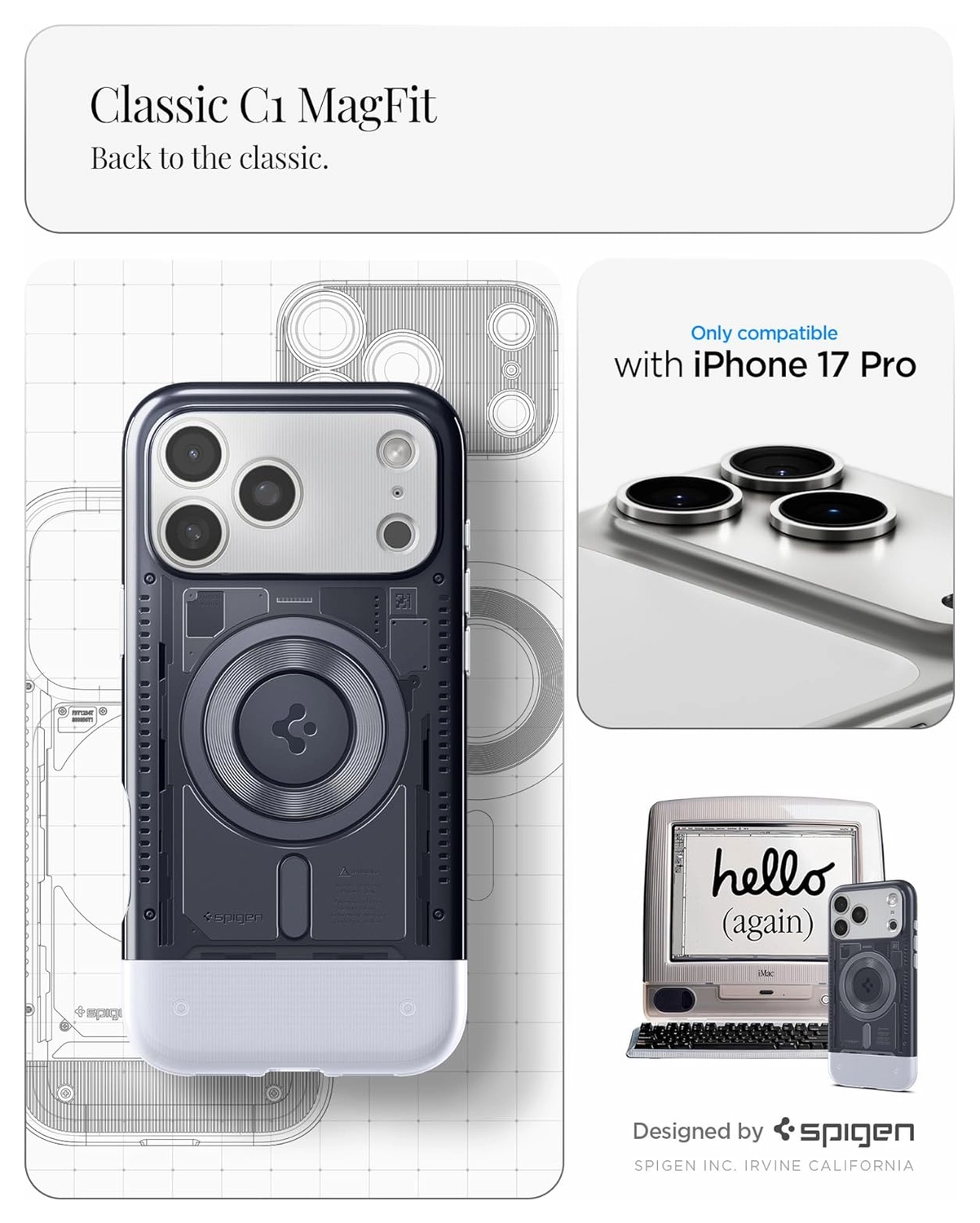 Spigen Classic C1 MagFit iPhone 17 Pro Hoesje MagSafe Grijs afbeelding 2