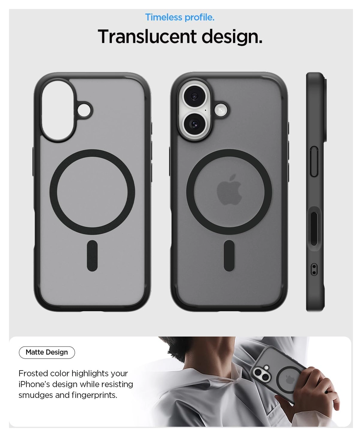 Spigen Ultra Hybrid MagFit Apple iPhone 17 Hoesje MagSafe Frost Zwart afbeelding 3