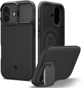 Spigen Optik Armor MagSafe Apple iPhone 17 Hoesje Camera Slider Zwart