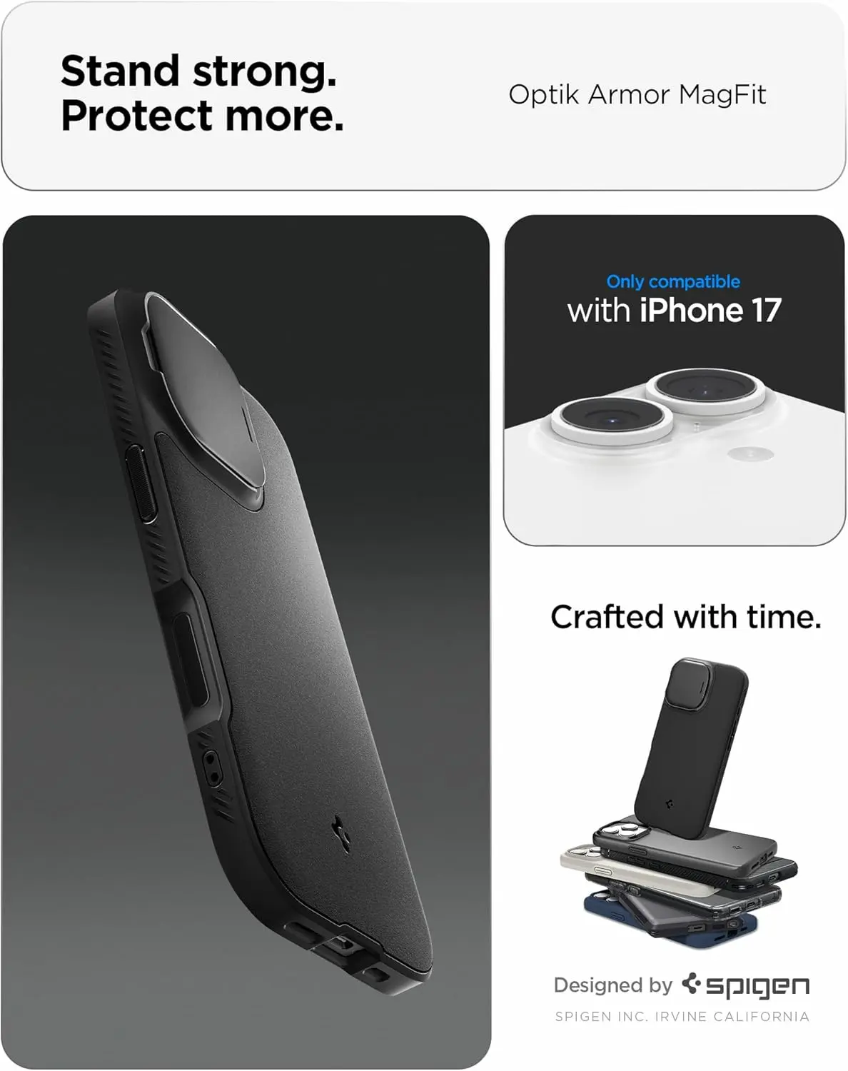 Spigen Optik Armor MagSafe Apple iPhone 17 Hoesje Camera Slider Zwart afbeelding 3