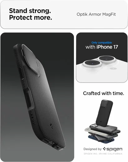 Spigen Optik Armor MagSafe Apple iPhone 17 Hoesje Camera Slider Zwart afbeelding 3