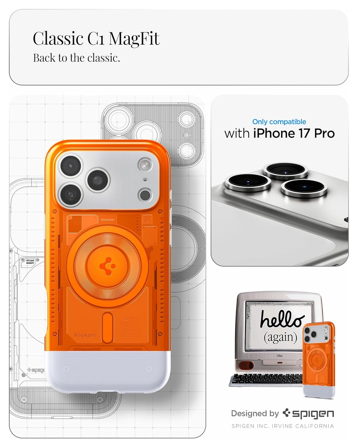 Spigen Classic C1 MagFit iPhone 17 Pro Hoesje MagSafe Oranje afbeelding 2