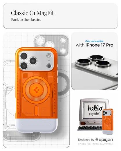 Spigen Classic C1 MagFit iPhone 17 Pro Hoesje MagSafe Oranje afbeelding 2