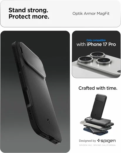 Spigen Optik Armor MagSafe Apple iPhone 17 Pro Hoesje Camera Slider Zwart afbeelding 2