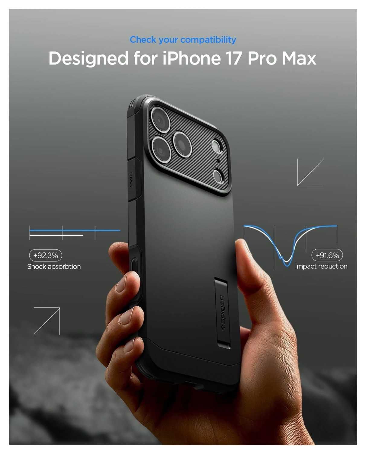 Spigen Tough Armor T iPhone 17 Pro Max Hoesje MagSafe Back Cover Zwart afbeelding 2