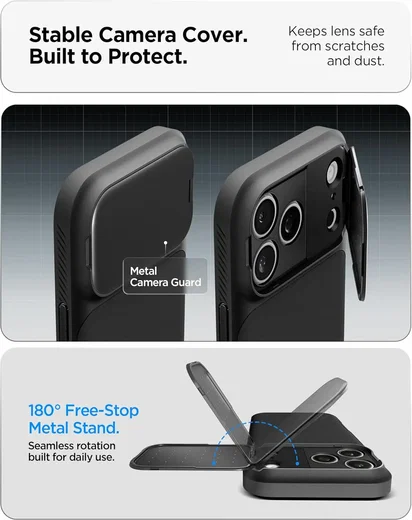 Spigen Optik Armor MagSafe Apple iPhone 17 Pro Max Hoesje Camera Slider Zwart afbeelding 4