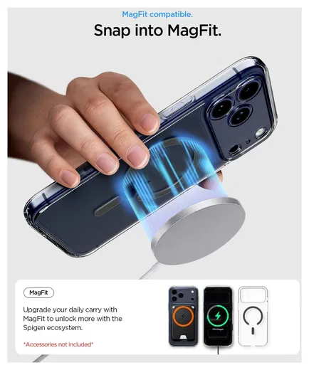 Spigen Ultra Hybrid MagFit iPhone 17 Pro Max Hoesje MagSafe Transparant Graphite afbeelding 3