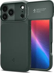 Spigen Optik Armor MagSafe Apple iPhone 17 Pro Hoesje Camera Slider Groen afbeelding