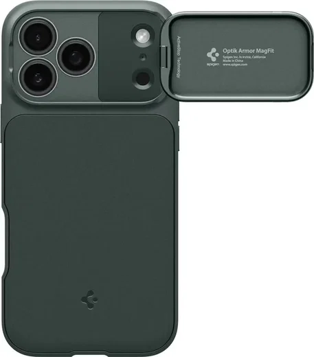 Spigen Optik Armor MagSafe Apple iPhone 17 Pro Hoesje Camera Slider Groen afbeelding 2