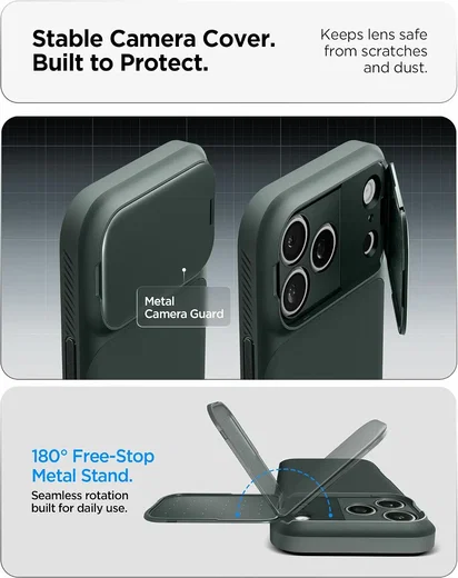 Spigen Optik Armor MagSafe iPhone 18 Pro / 17 Pro Hoesje Camera Slide Groen afbeelding 4