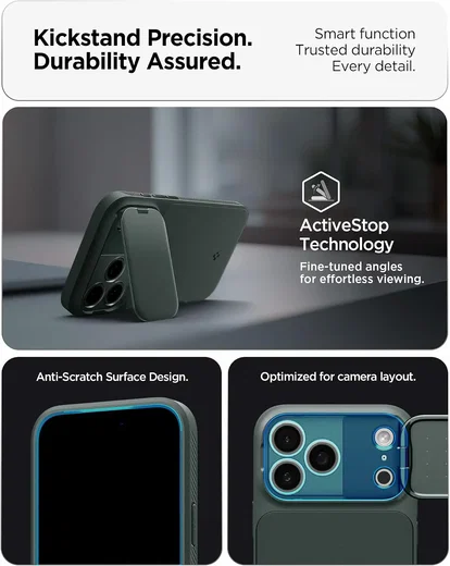 Spigen Optik Armor MagSafe iPhone 18 Pro / 17 Pro Hoesje Camera Slide Groen afbeelding 5