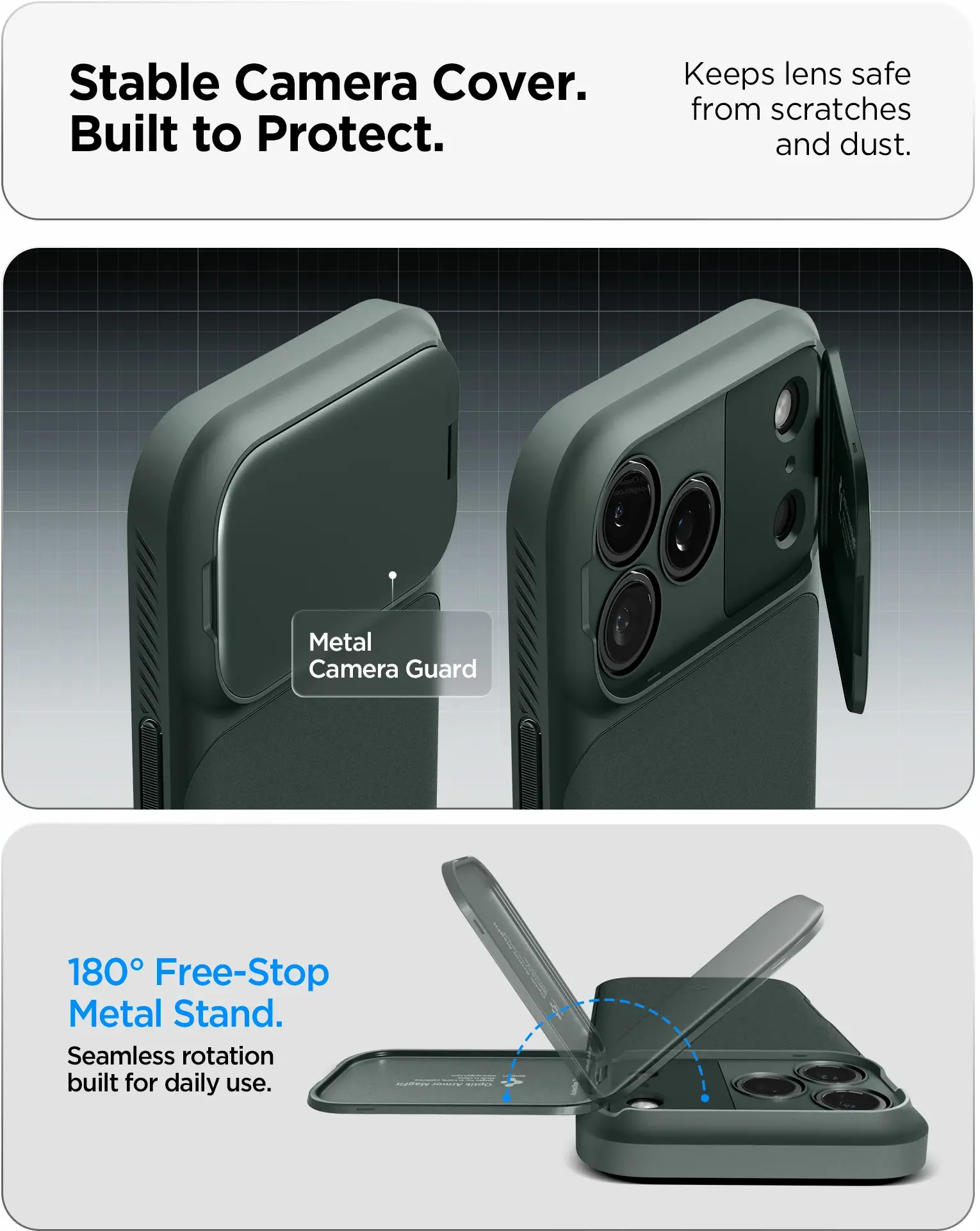 Spigen Optik Armor MagSafe Apple iPhone 17 Pro Max Hoesje Camera Slider Groen afbeelding 4