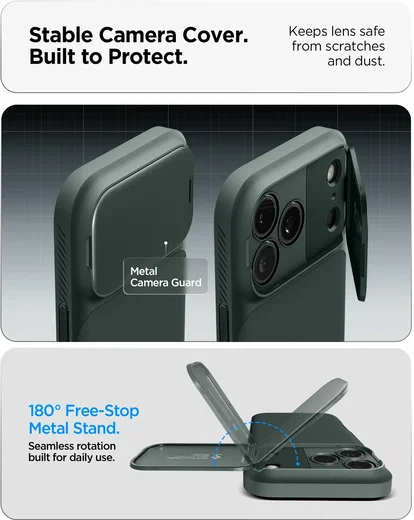 Spigen Optik Armor MagSafe Apple iPhone 17 Pro Max Hoesje Camera Slider Groen afbeelding 4