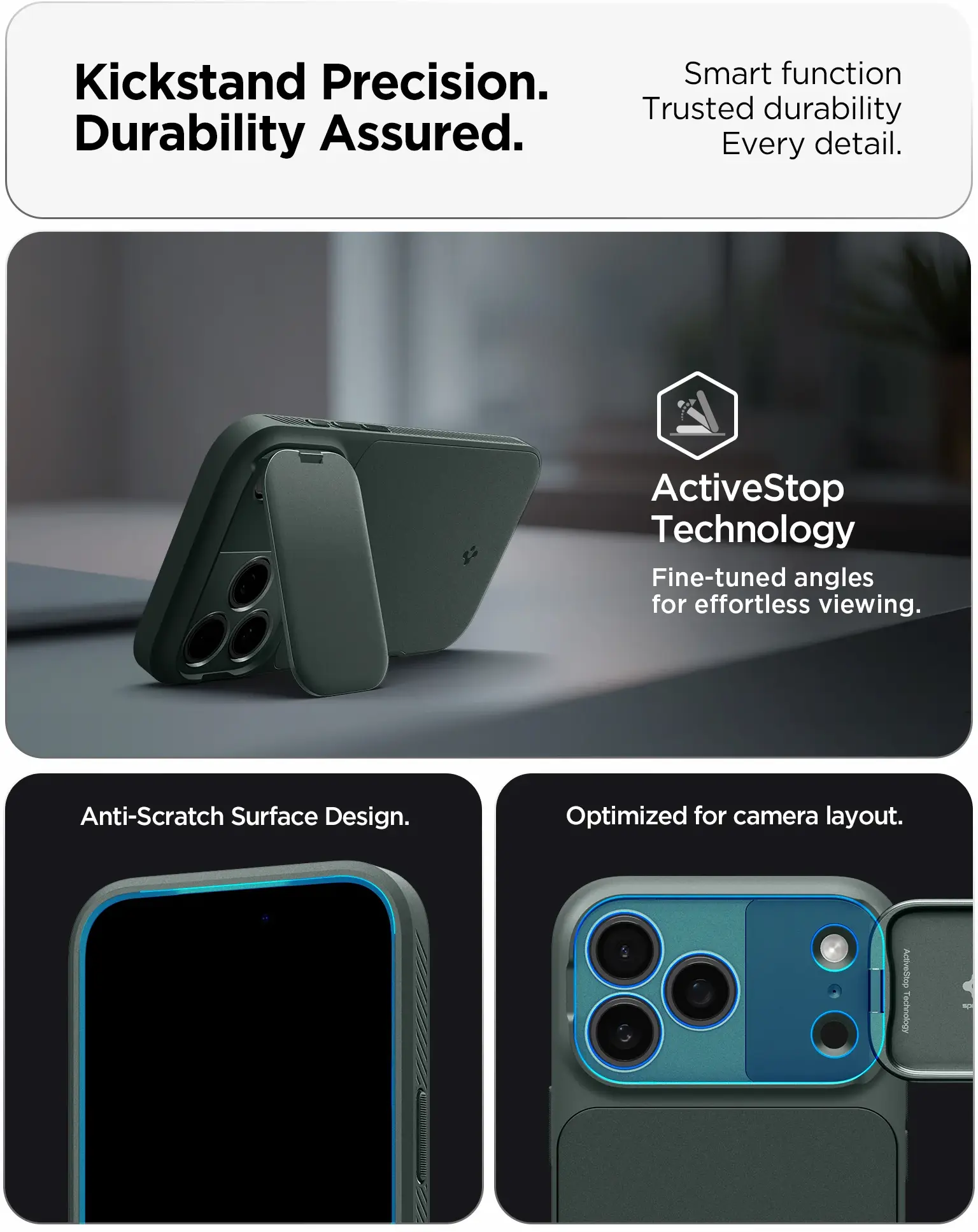 Spigen Optik Armor MagSafe Apple iPhone 17 Pro Max Hoesje Camera Slider Groen afbeelding 5