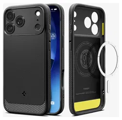 Spigen Rugged Armor MagFit Apple iPhone 17 Pro Hoesje MagSafe Matte Zwart afbeelding