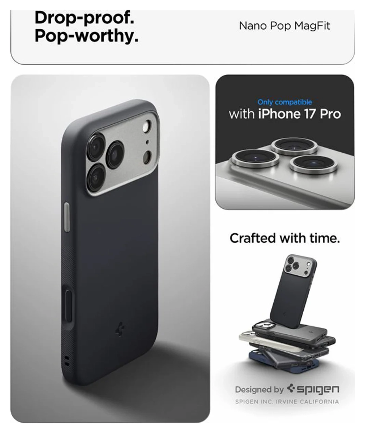 Spigen Nano Pop MagFit iPhone 17 Pro Hoesje MagSafe Back Cover Zwart afbeelding 3