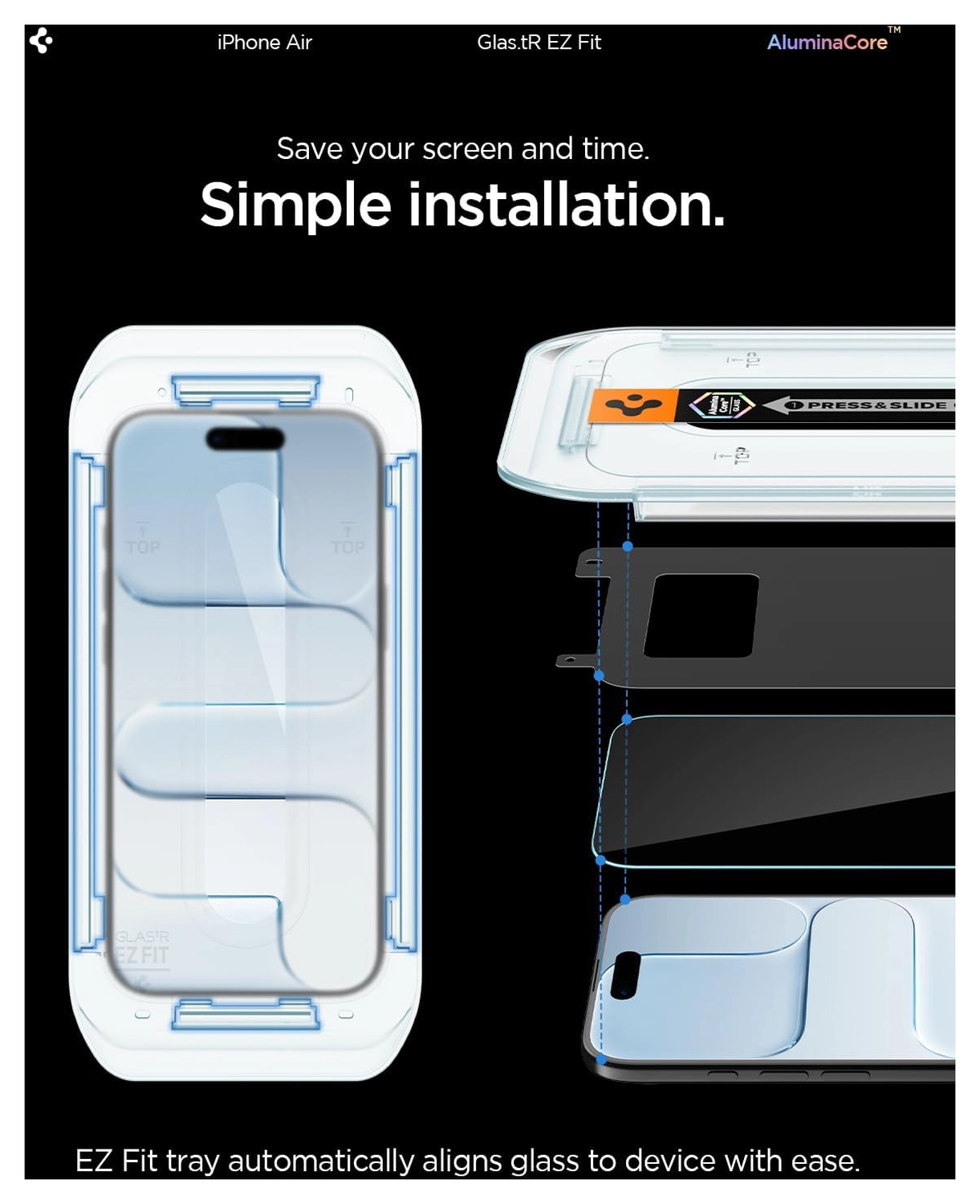 Spigen Glas.tR EZ Fit iPhone Air Screen Protector Tempered Glass 2-Pack afbeelding 4
