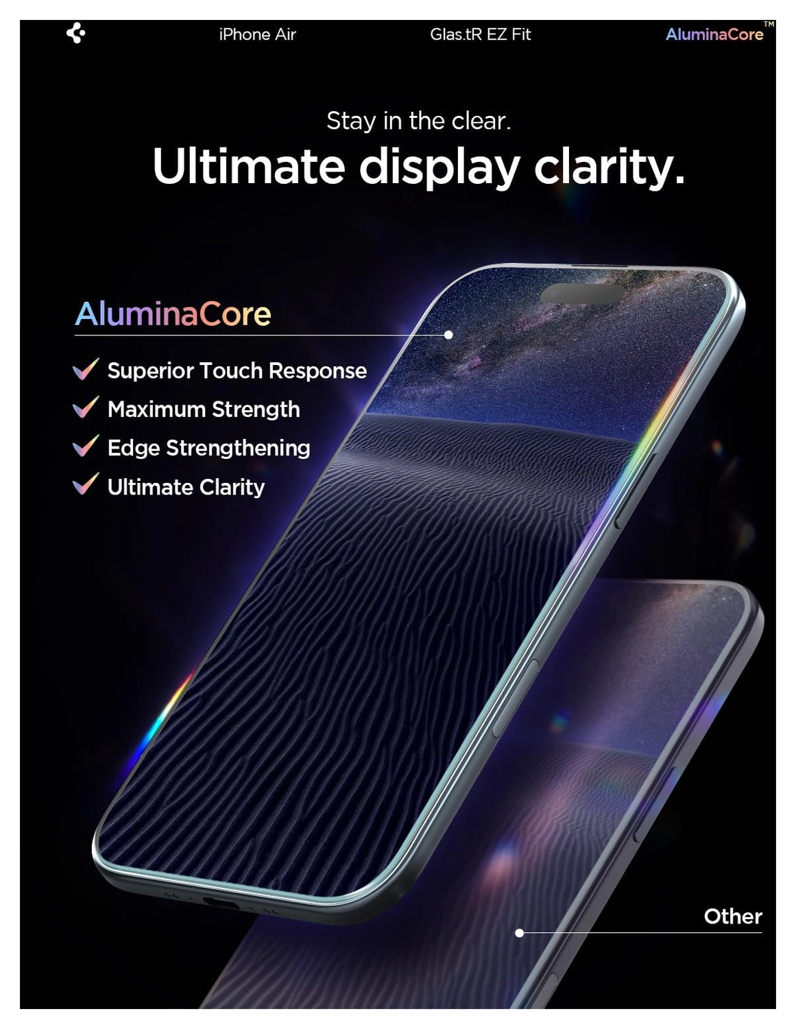 Spigen Glas.tR EZ Fit iPhone Air Screen Protector Tempered Glass 2-Pack afbeelding 6