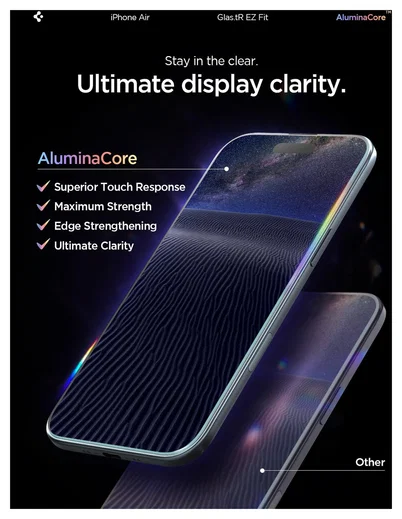 Spigen Glas.tR EZ Fit iPhone Air Screen Protector Tempered Glass 2-Pack afbeelding 6