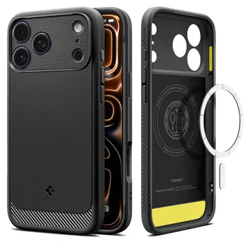 Spigen Rugged Armor MagFit Apple iPhone 17 Pro Max Hoesje MagSafe Matte Zwart