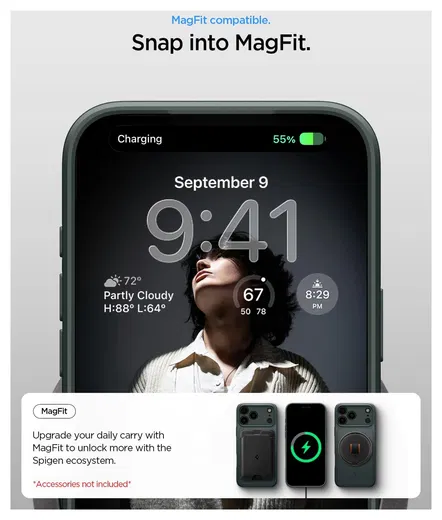 Spigen Thin Fit MagFit iPhone 17 Pro Max Hoesje MagSafe Groen afbeelding 5