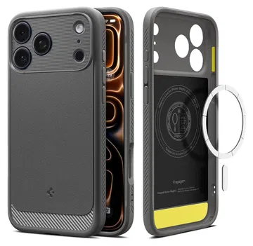 Spigen Rugged Armor MagFit Apple iPhone 17 Pro Max Hoesje MagSafe Grijs
