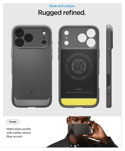 Spigen Rugged Armor MagFit Apple iPhone 17 Pro Max Hoesje MagSafe Grijs afbeelding 3