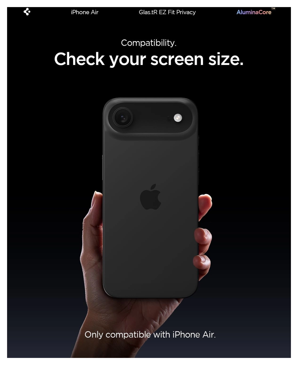 Spigen EZ Fit GLAS.tR Apple iPhone Air Privacy Glass 2-Pack afbeelding 2