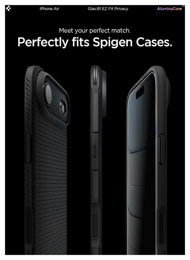 Spigen EZ Fit GLAS.tR Apple iPhone Air Privacy Glass 2-Pack afbeelding 6