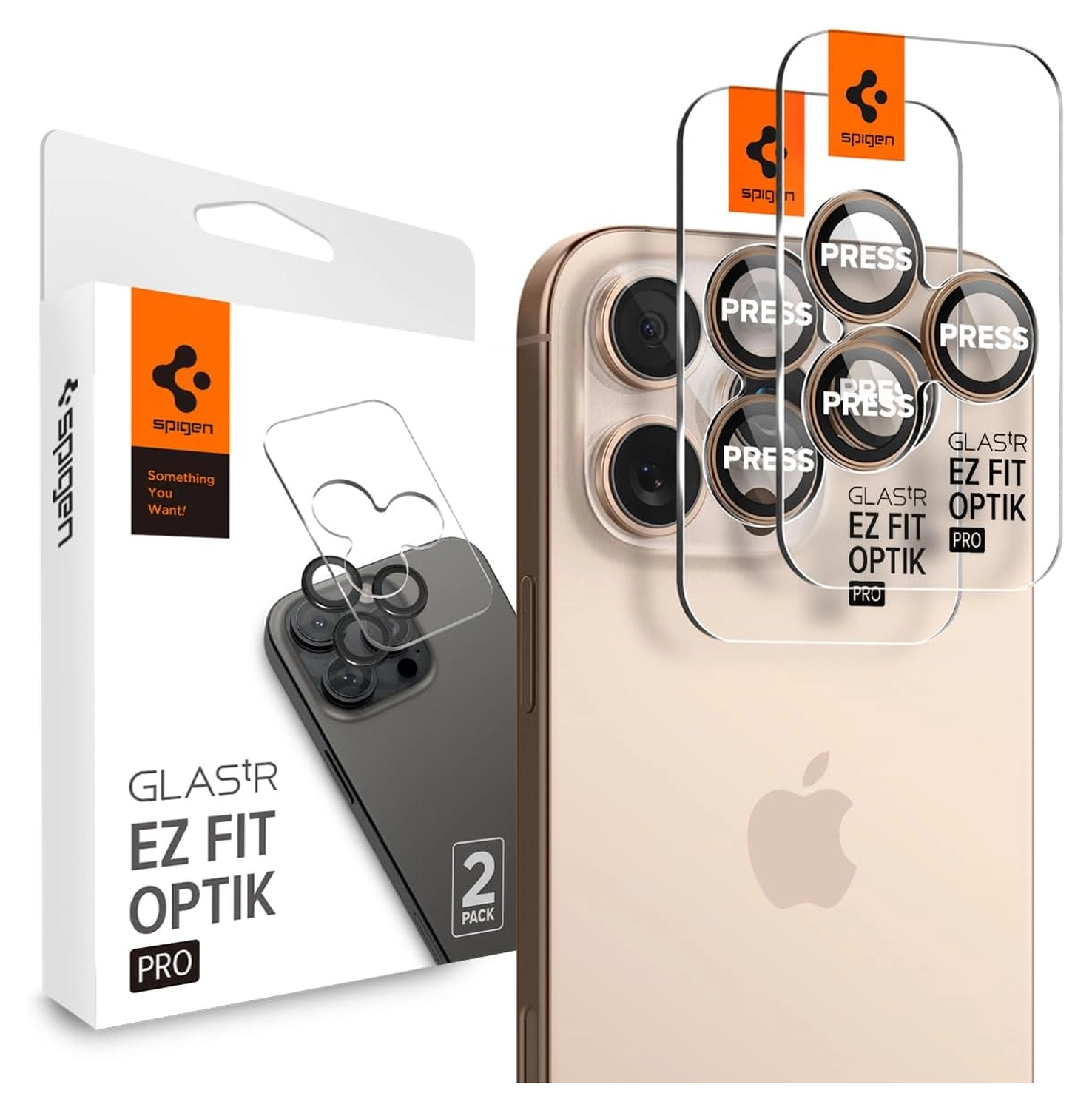 Spigen Optik Pro iPhone 17 Pro / 17 Pro Max Camera Protector Titanium (2-Pack) afbeelding 1
