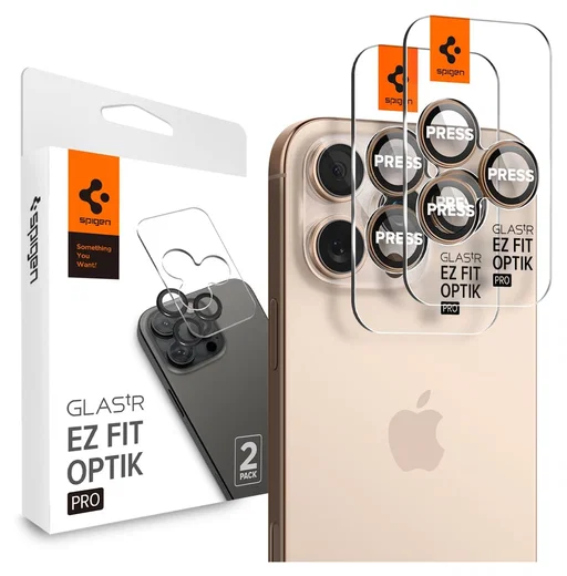 Spigen Optik Pro iPhone 17 Pro / 17 Pro Max Camera Protector Titanium (2-Pack) afbeelding 1