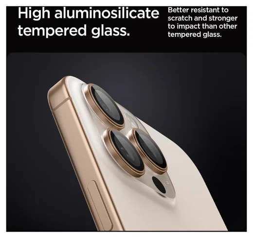 Spigen Optik Pro iPhone 17 Pro / 17 Pro Max Camera Protector Titanium (2-Pack) afbeelding 5
