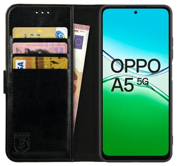 Rosso Element Oppo A5 (2025) Hoesje Book Case Wallet Zwart