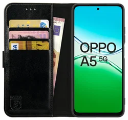 Rosso Element Oppo A5 (2025) Hoesje Book Case Wallet Zwart afbeelding