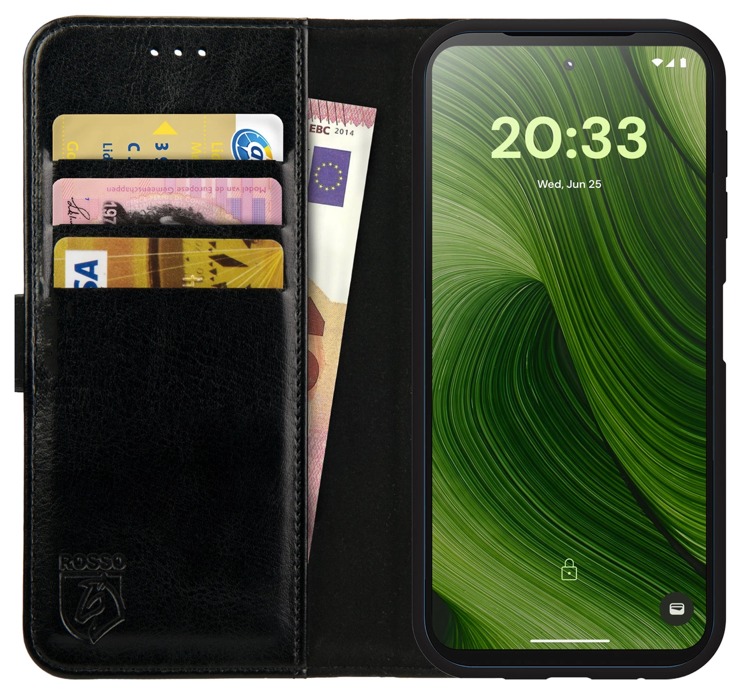 Rosso Element Fairphone 6 Hoesje Book Case Wallet Zwart afbeelding 1