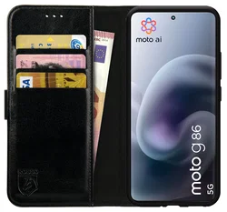Rosso Element Motorola Moto G86 Hoesje Book Case Wallet Zwart afbeelding