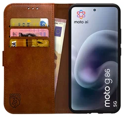 Rosso Element Motorola Moto G86 Hoesje Book Case Wallet Bruin afbeelding