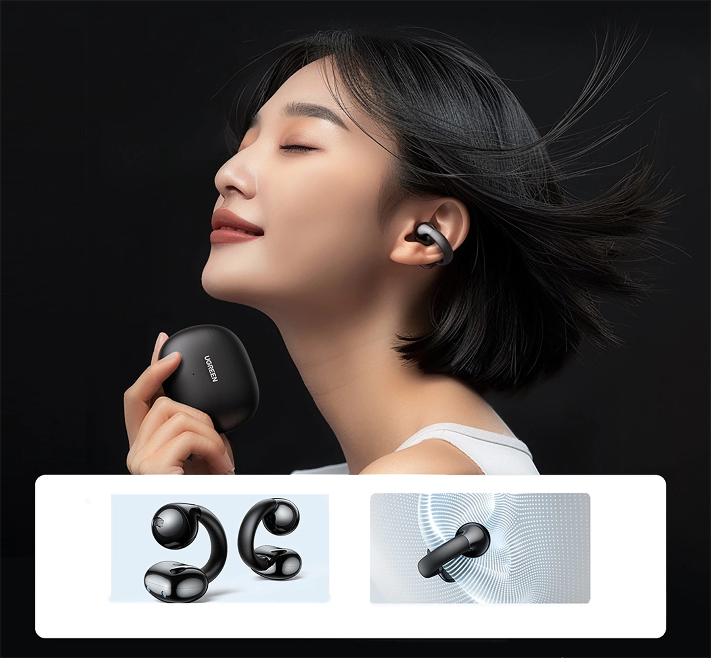 Ugreen Hi Tune True Wireless Headset Bluetooth 5.4 Draadloze Oortjes Zwart afbeelding 5