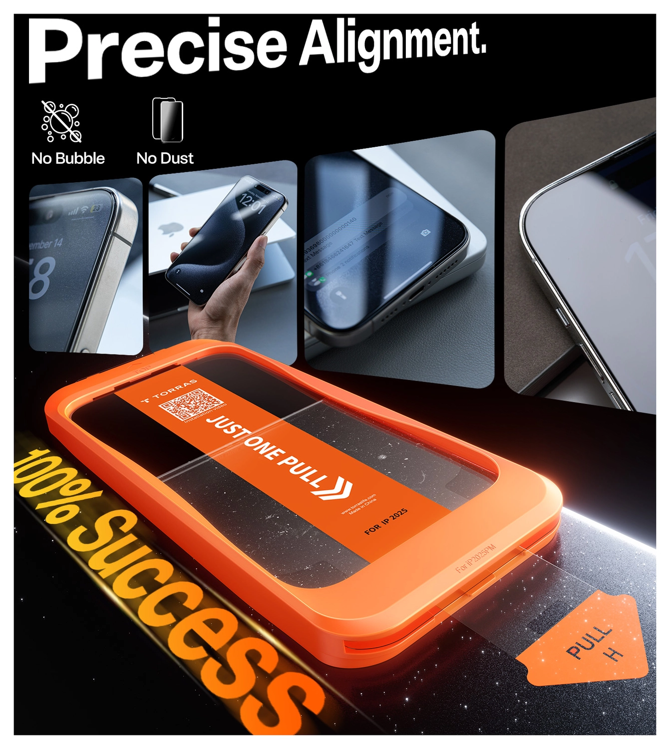 TORRAS Install Master Apple iPhone 17 Pro Max Screen Protector Installatietray afbeelding 2