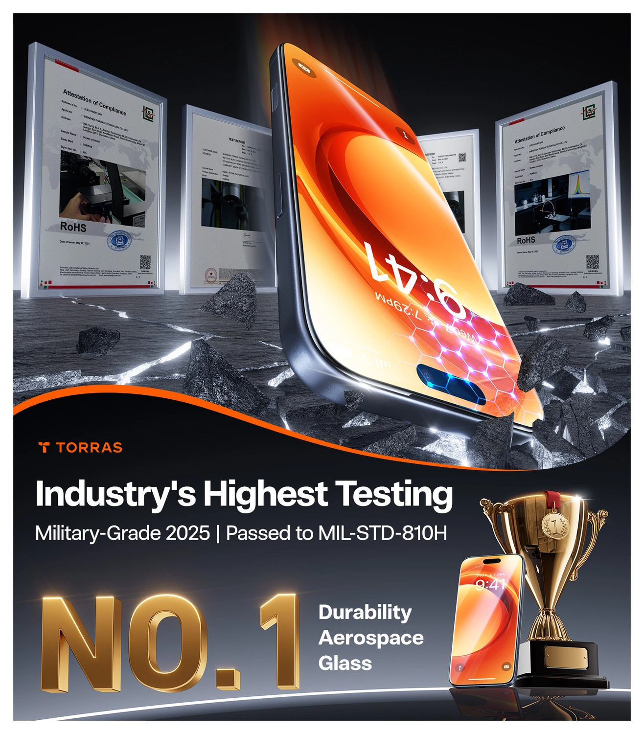 TORRAS Install Master Apple iPhone 17 Pro Max Screen Protector Installatietray afbeelding 7