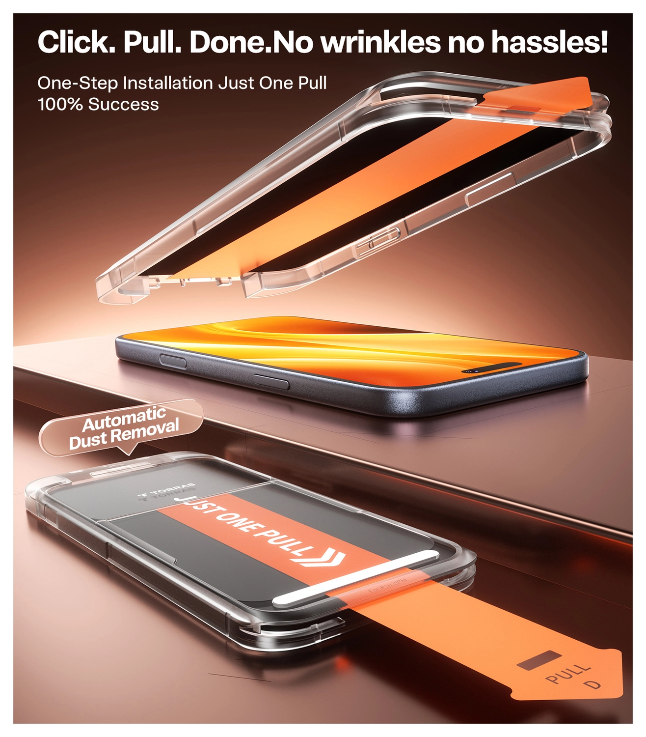 TORRAS Install Master iPhone 17 Pro Privacy Glass Screen Protector afbeelding 4