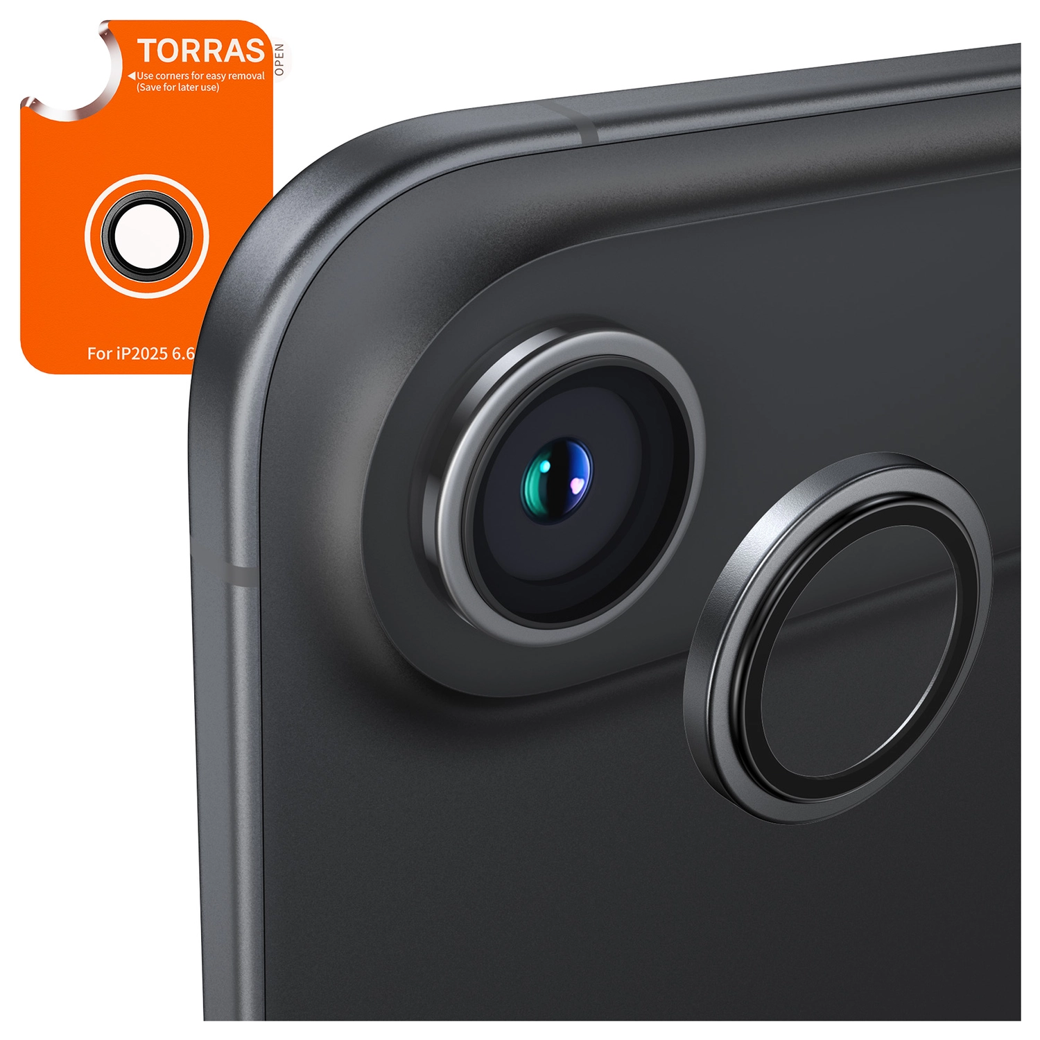 TORRAS LensGuard iPhone Air Camera Protector Tempered Glass Zwart afbeelding 1